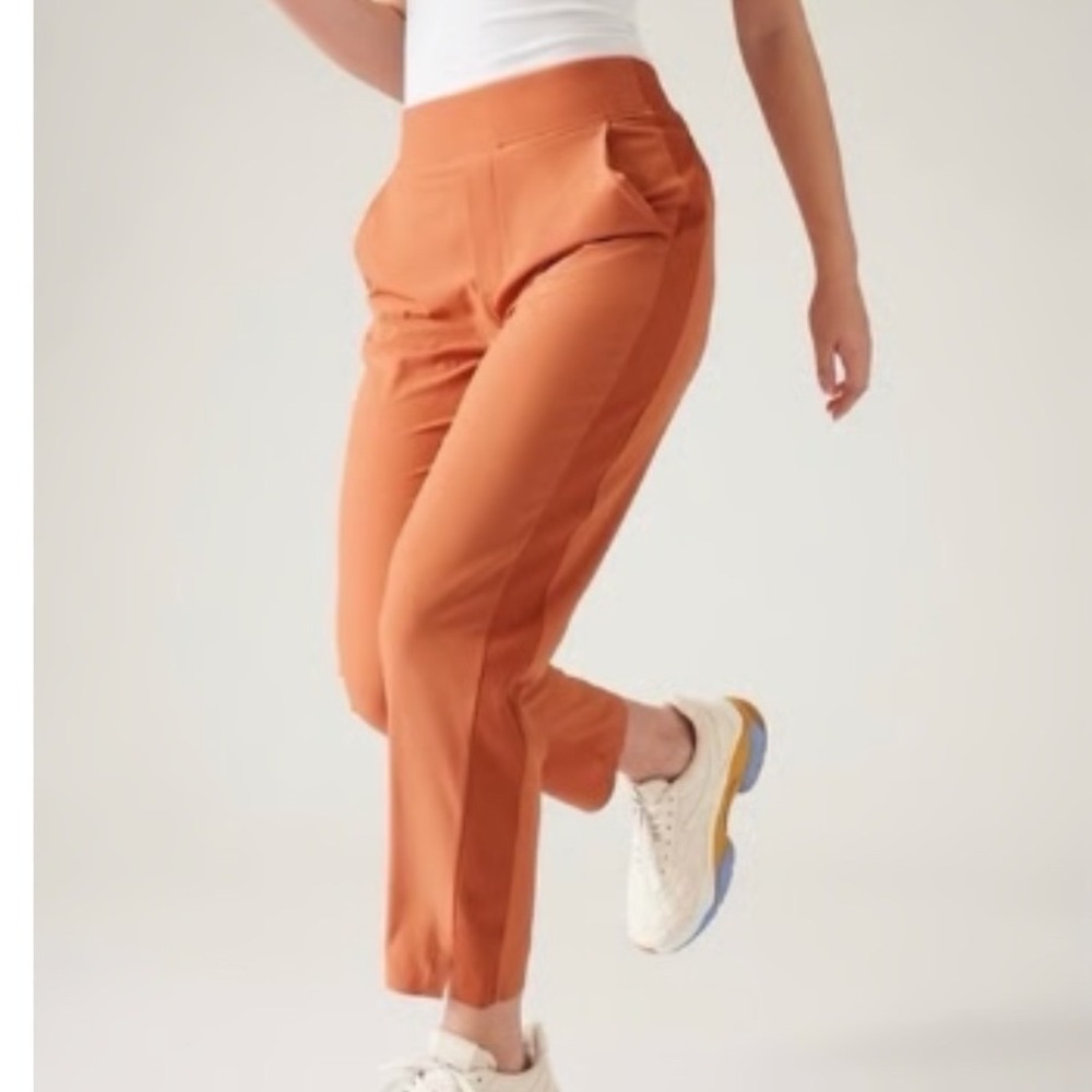 Athleta Brooklyn Ankle Pants Women's 6 Orange Mid Rise Fall